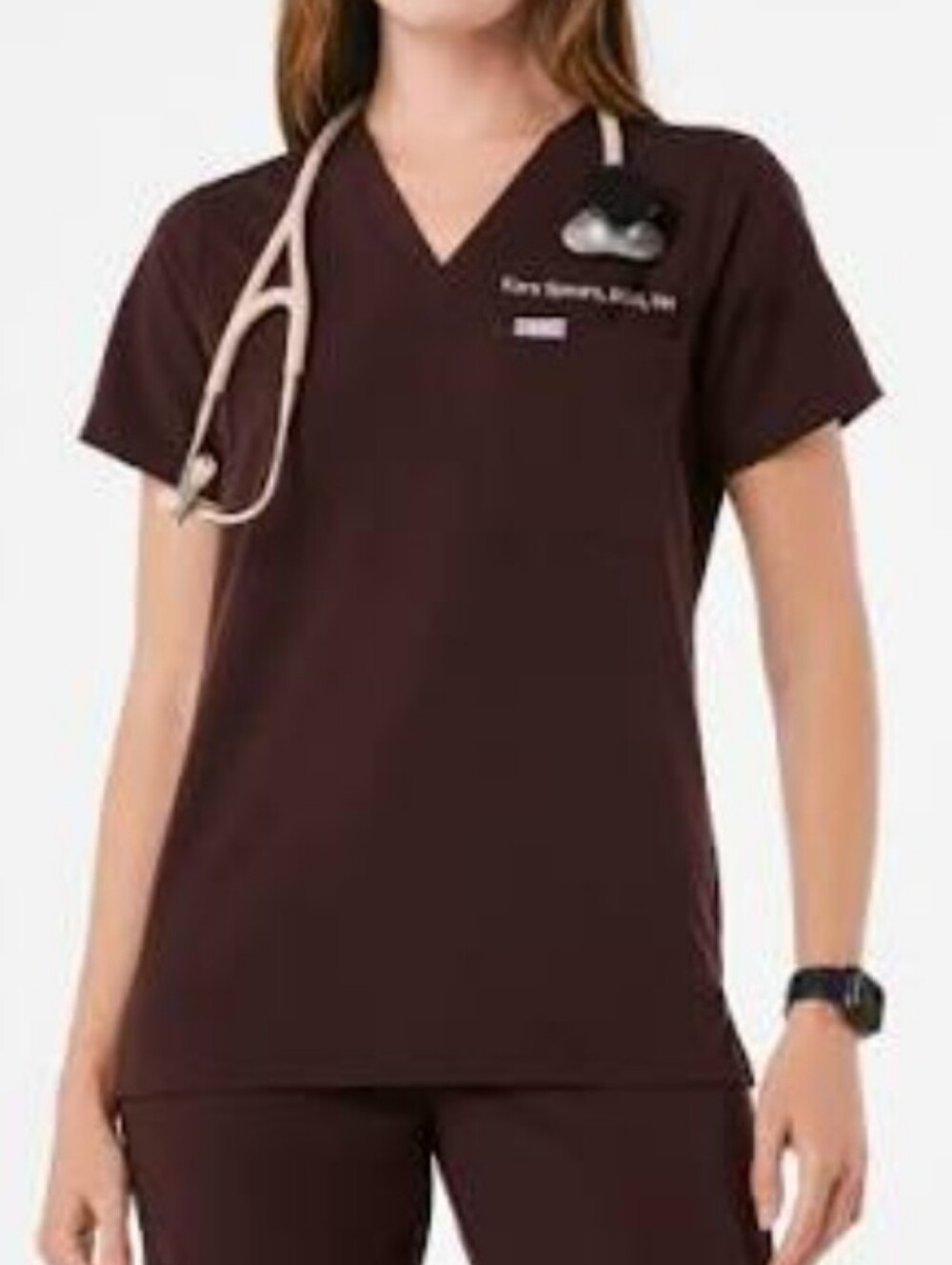 NWT FIGS Espresso Brown Catarina One Pocket Scrub Top XS Regular